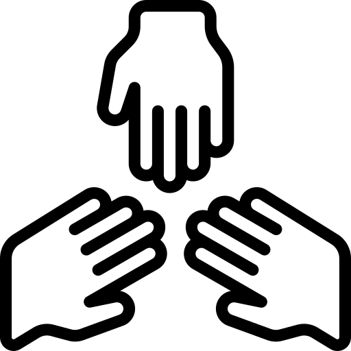 Icon - three hands reaching into the centre of the image